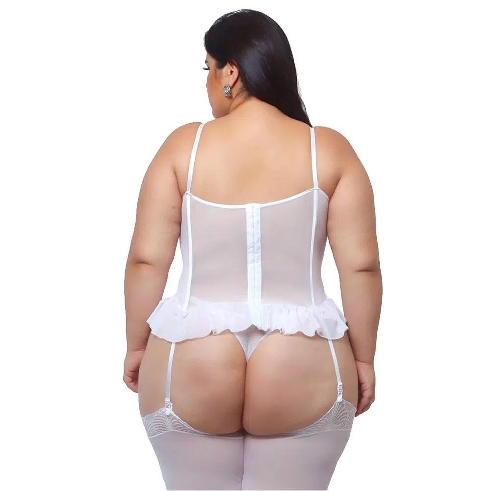 Espartilho Corselet Plus Size Sensual Bicolor - Imagem 5