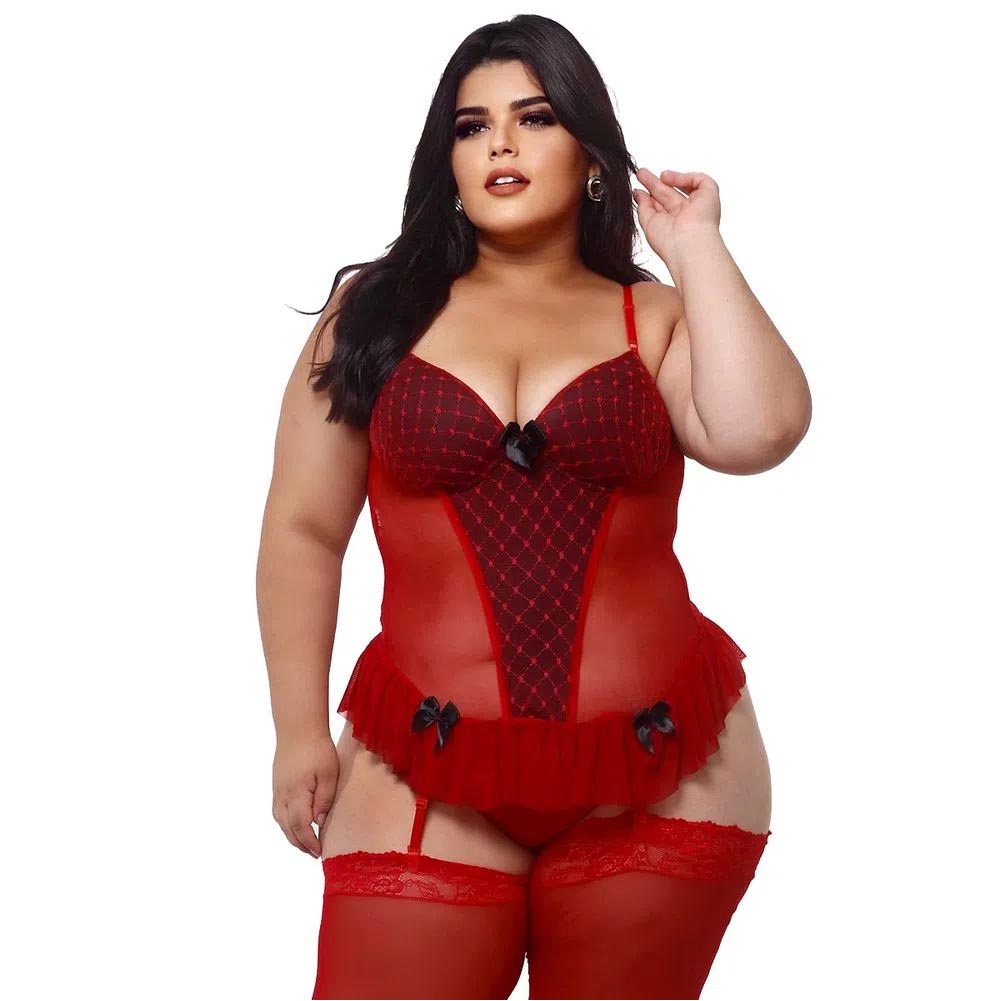 Espartilho Corselet Plus Size Sensual Bicolor - Imagem 3