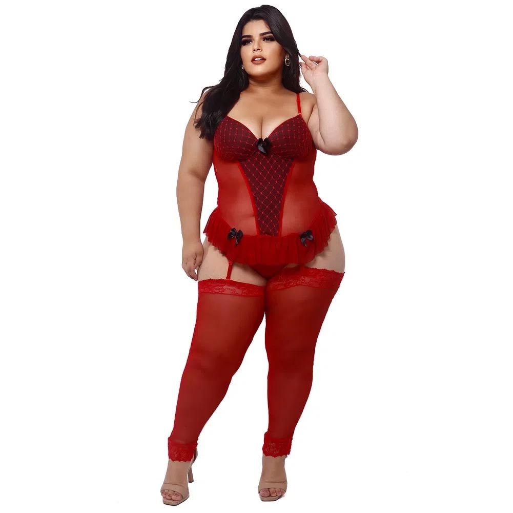 Espartilho Corselet Plus Size Sensual Bicolor - Imagem 4