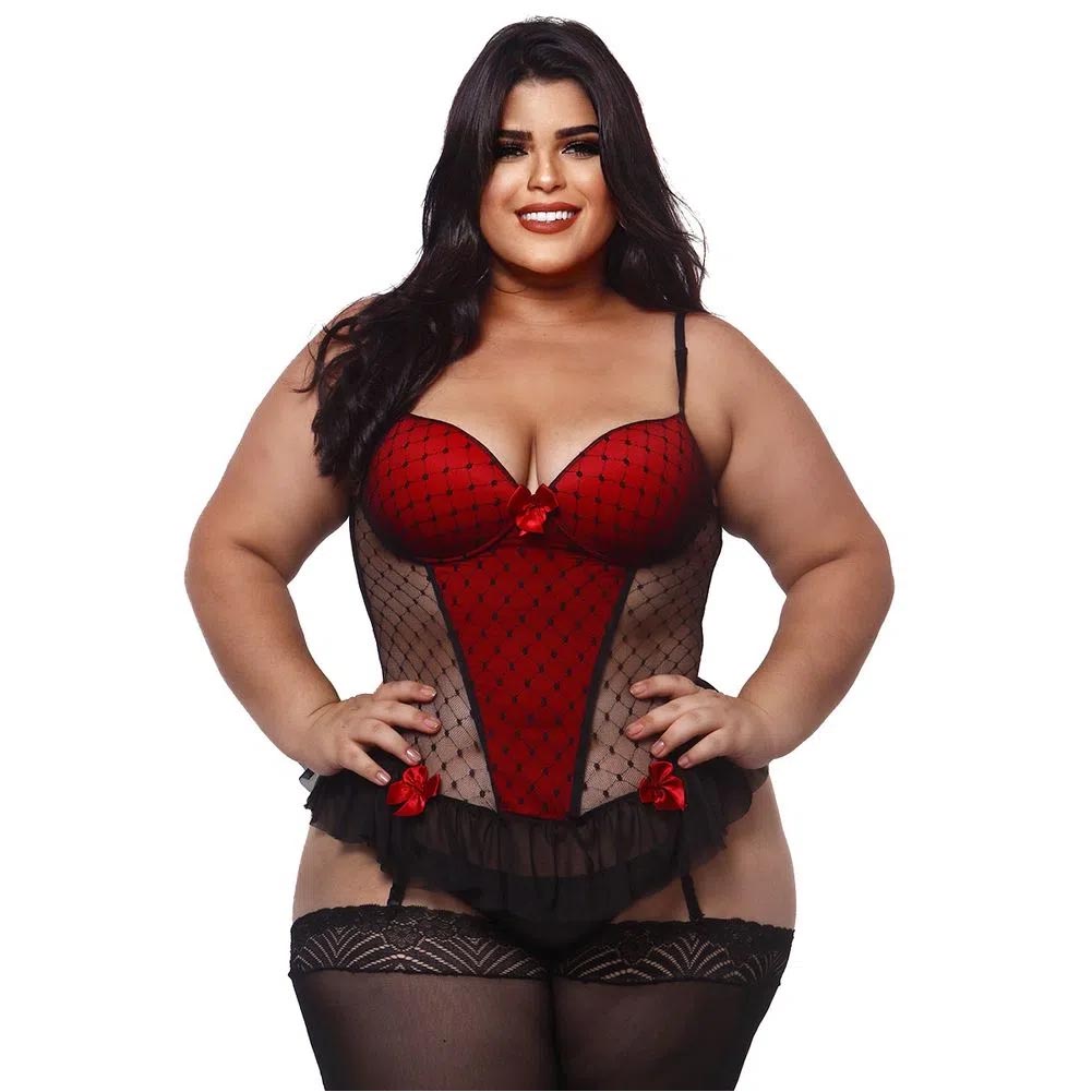 Espartilho Corselet Plus Size Sensual Bicolor