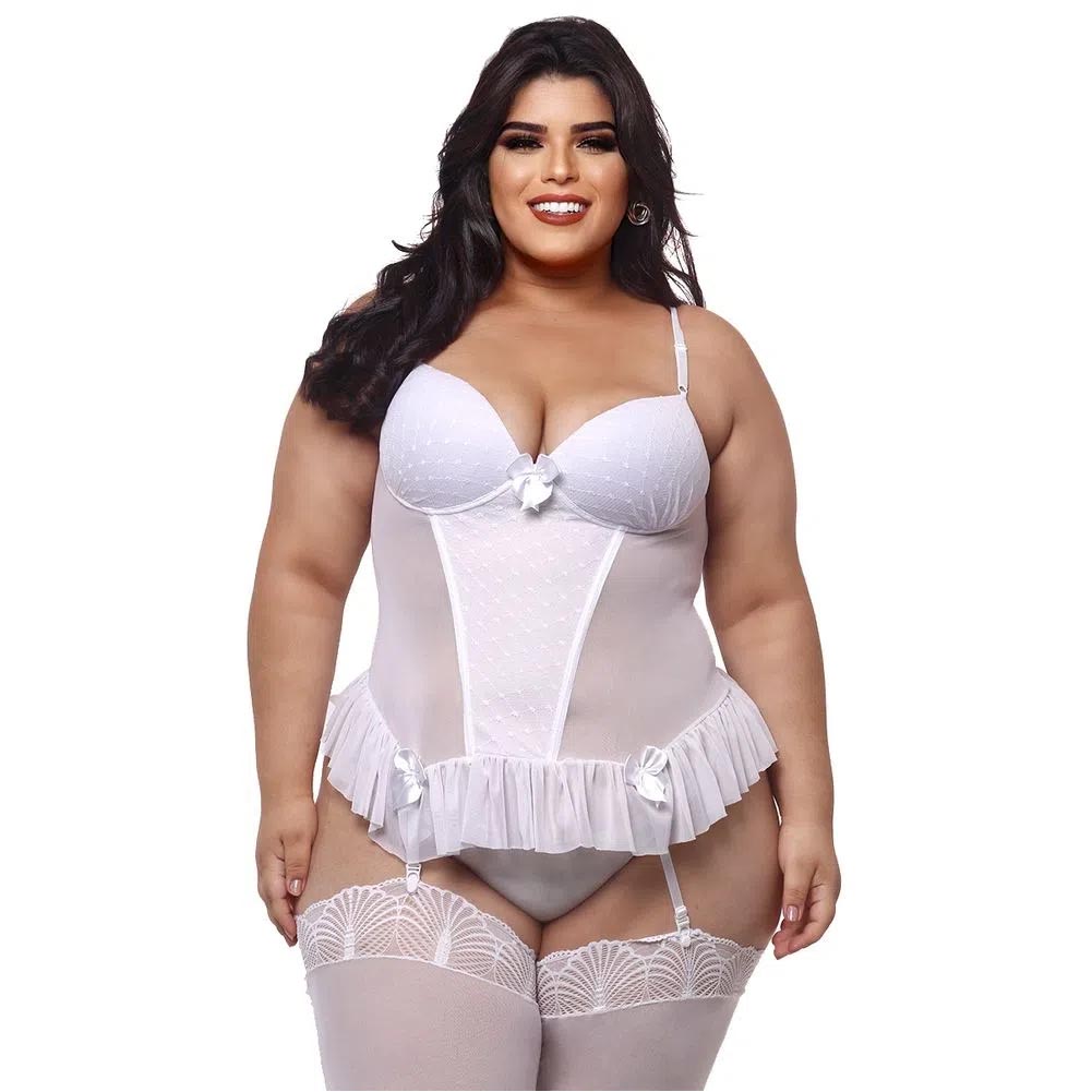 Espartilho Corselet Plus Size Sensual Bicolor - Imagem 6