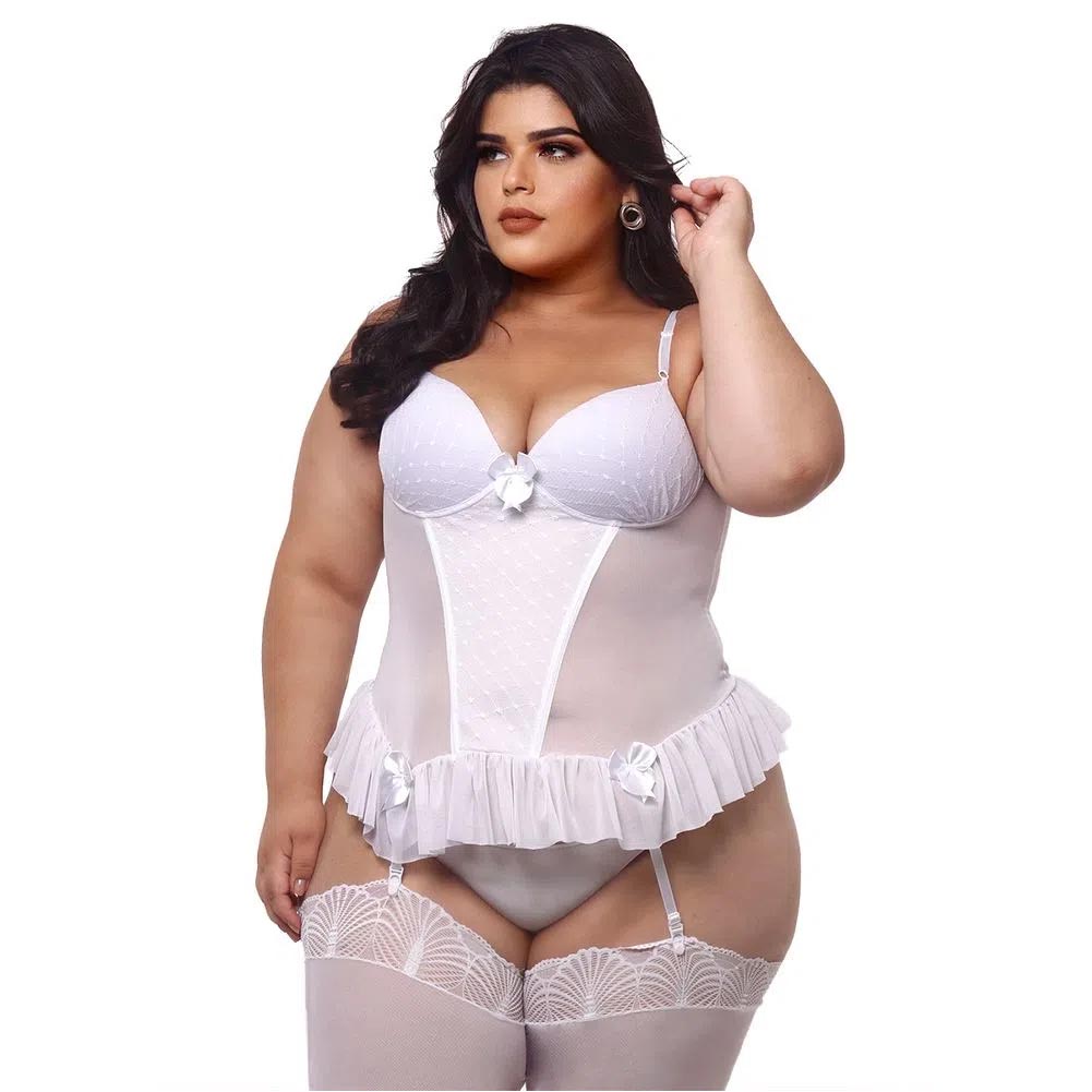 Espartilho Corselet Plus Size Sensual Bicolor - Imagem 7