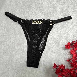 CALCINHA Renda para Letras Dourada - Único, Preto