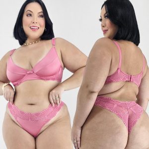 Conjunto Lingerie Plus Size Mayara - 48, Rosa Escuro