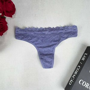 Calcinha Cotton Fio Dental Renda - GG, Roxo