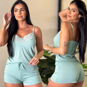 Baby Doll Canelado Yara - M, Verde Claro