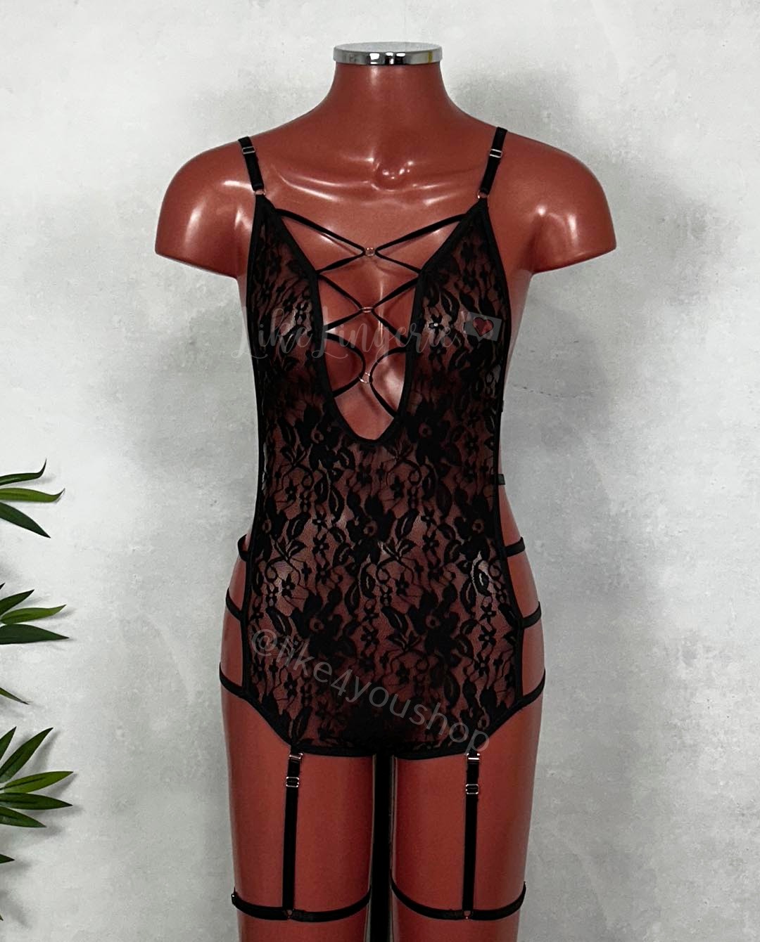 Body Renda Com Cinta Liga Dominatrix - Imagem 12