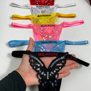 Calcinha Borboleta Paetê C/ Escrita