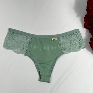 Calcinha Fio Duplo Renda Rita - M, Verde Claro