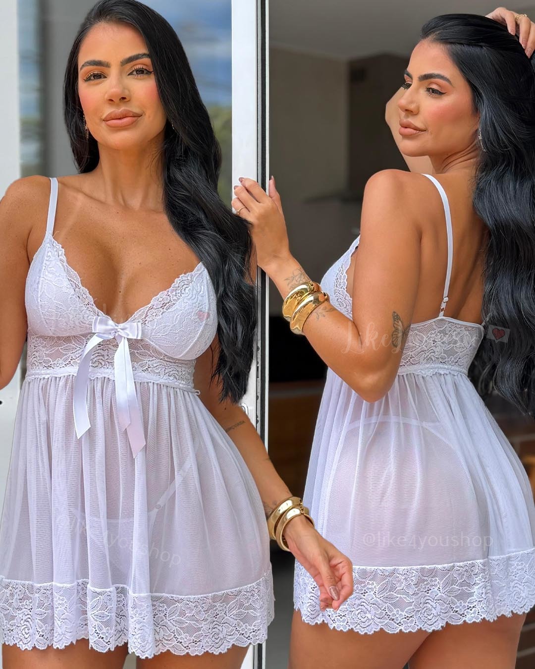 Camisola Renda C Calcinha Cristal - Imagem 10