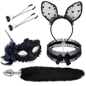 Kit Fetiche Rabo de Raposa com Tiara de Orelhas