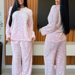 Pijama Inverno Estampado coração Ref 2539 - Imagem 4