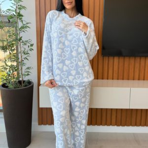 Pijama Inverno Estampado coração Ref 2539 - Imagem 3