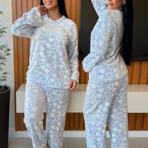 Pijama Inverno Estampado coração Ref 2539