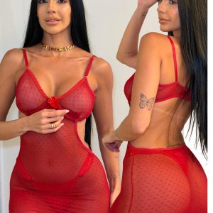 Camisola Sensual Tule Póa Com Choker Para Letras - Imagem 9