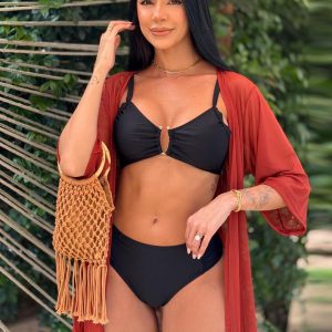 Alternative view of Kimono Manga 3/4 Saida de Praia Tule