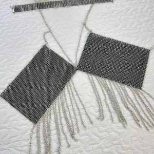 Alternative view of Cropped Chain de Strass com Franjas Prateadas
